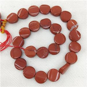 Natural Red Jasper Coin Beads Twist, approx 16mm