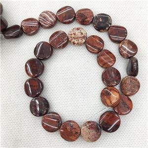 Natural Red Jasper Beads Coin Twist, approx 16mm