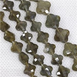 Natural Labradorite Clover Beads Faceted, approx 13mm, 31pcs st