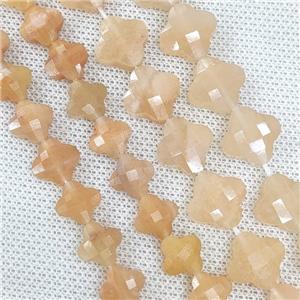Natural Yellow Aventurine Clover Beads Faceted, approx 13mm, 31pcs st