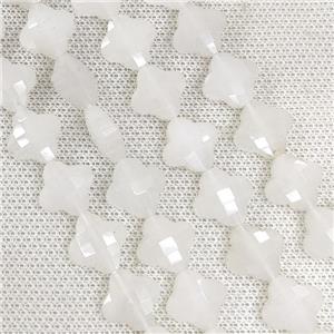 White Jade Beads Faceted Clover, approx 13mm, 31pcs st