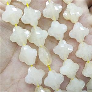 Natural Honey Jade Clover Beads Faceted Yellow, approx 13mm, 31pcs st