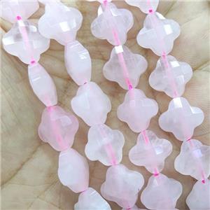 Natural Pink Rose Quartz Beads Faceted Clover, approx 13mm, 31pcs st