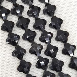 Natural Black Onyx Agate Beads Faceted Clover, approx 13mm, 31pcs st