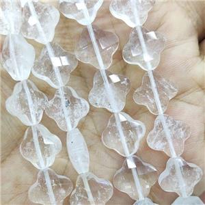 Natural Clear Quartz Clover Beads Faceted, approx 13mm, 31pcs st