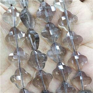 Natural Smoky Quartz Clover Beads Faceted, approx 13mm, 31pcs st