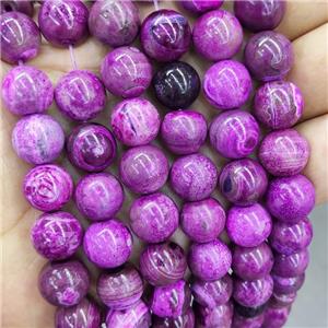 Natural Agate Beads Fuchsia Dye Smooth Round, approx 12mm dia