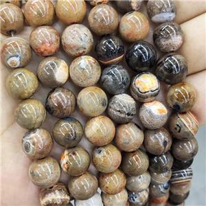Natural Agate Beads Khaki Dye Smooth Round, approx 12mm dia