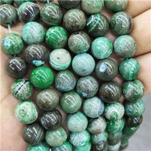 Natural Agate Beads Green Dye Smooth Round, approx 12mm dia