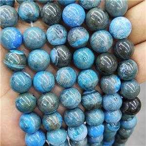 Natural Agate Beads Blue Dye Smooth Round, approx 12mm dia