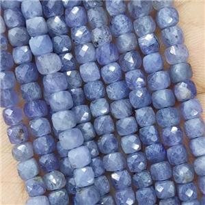 Natural Tanzanite Beads Blue AA-Grade Faceted Cube, approx 3.7-4.4mm