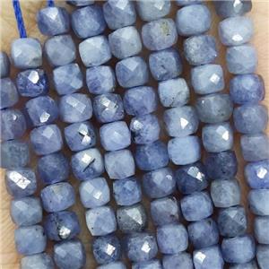 Natural Tanzanite Cube Beads Blue Faceted, approx 3.7-4.4mm