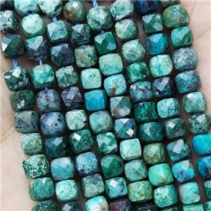 Natural Chrysocolla Turquoise Beads Green Faceted Cube, approx 3.7-4.4mm