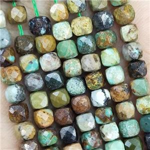 Natural Chinese Turquoise Beads Multicolor Faceted Cube, approx 3.7-4.4mm