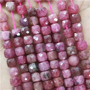 Natural Rhodonite Beads Red A-Grade Faceted Cube, approx 3.7-4.4mm
