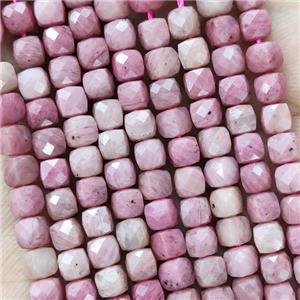 Natural Wood Lace Jasper Beads Pink Faceted Cube, approx 3.7-4.4mm