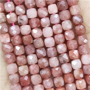 Natural Pink Rhodonite Beads Faceted Cube, approx 3.7-4.4mm