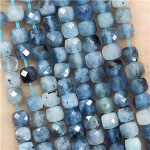 Natural Blue Aquamarine Beads Faceted Cube, approx 3.7-4.4mm