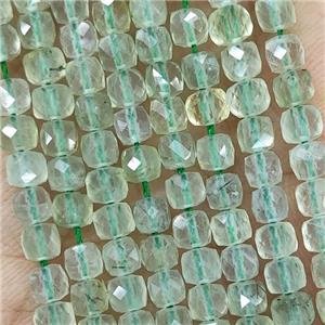 Natural Green Prehnite Beads A-Grade Faceted Cube, approx 3.7-4.4mm