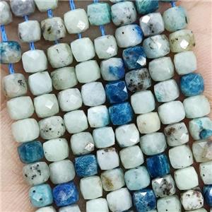 Natural K2 Jasper Beads Blue Faceted Cube, approx 3.7-4.4mm