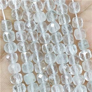Natural Topaz Beads Clear Faceted Cube, approx 3.7-4.4mm