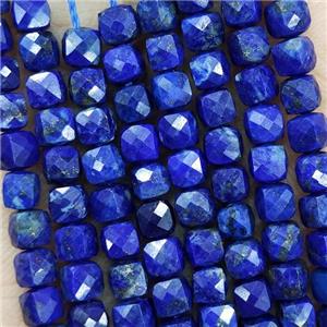 Natural Lapis Lazuli Beads Blue Faceted Cube, approx 3.7-4.4mm