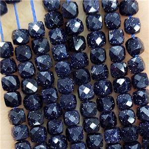Blue Sandstone Beads Faceted Cube, approx 3.7-4.4mm