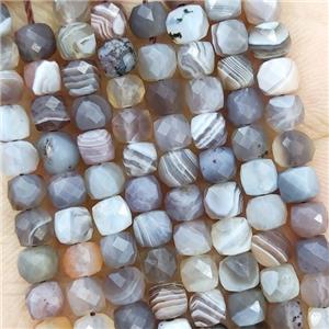Natural Botswana Agate Beads Gray Faceted Cube, approx 3.7-4.4mm