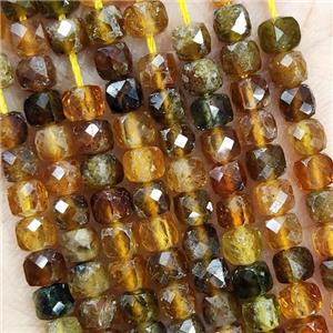 Natural Orange Tourmaline Beads Faceted Cube, approx 3.7-4.4mm