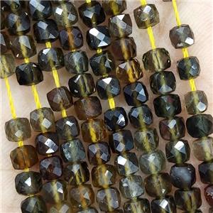 Natural Green Tourmaline Beads Faceted Cube, approx 3.7-4.4mm