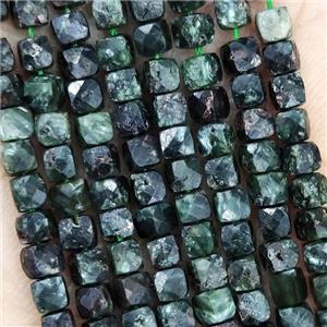 Natural Green Charoite Beads Faceted Cube, approx 3.7-4.4mm