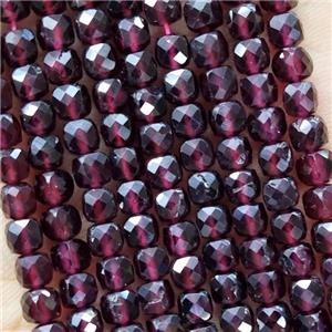 Natural Garnet Beads Purple Faceted Cube, approx 3.7-4.4mm