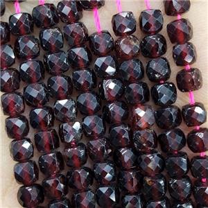 Natural Red Garnet Beads Faceted Cube, approx 3.7-4.4mm