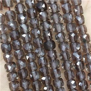 Smoky Quartz Beads Faceted Cube, approx 3.7-4.4mm