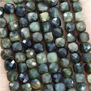 Natural Green Tourmaline Beads Faceted Cube, approx 3.7-4.4mm