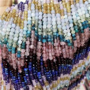 Mixed Natural Gemstone Beads Faceted Cube, approx 3.7-4.4mm