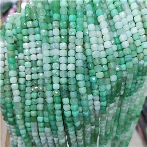 Natural Australian Chrysoprase Beads Green Faceted Cube, approx 3.7-4.4mm