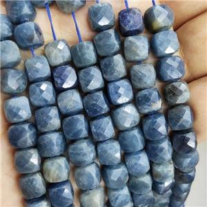 Natural Sapphire Beads Blue Faceted Cube, approx 8.5-10mm