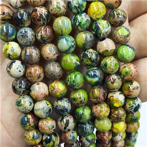 Imperial Jasper Beads Olive Dye Smooth Round, approx 10mm dia
