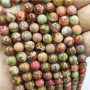 Imperial Jasper Beads Peach Dye Smooth Round, approx 6mm dia