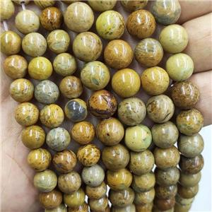 Imperial Jasper Beads Khaki Smooth Round, approx 8mm dia