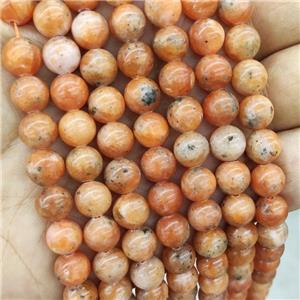 Natural Orange Calcite Beads Smooth Round, approx 8mm dia