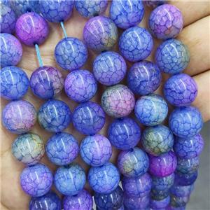 Natural Veins Agate Beads Purple Blue Dye Smooth Round, approx 14mm dia