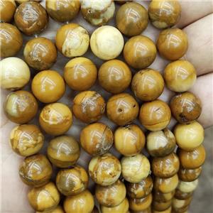Yellow Ivory Jasper Beads Smooth Round, approx 12mm dia
