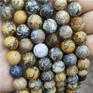 Natural Moss Opal Beads Yellow Smooth Round, approx 12mm dia