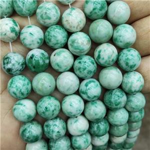 Green Dalmatian Jasper Beads Smooth Round, approx 12mm dia