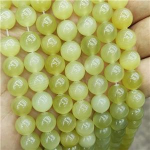 Lemon Jade Beads Smooth Round Olive, approx 10mm dia