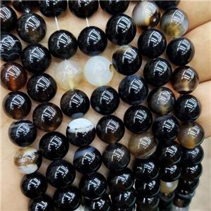 Natural Black Agate Beads Smooth Round, approx 10mm dia