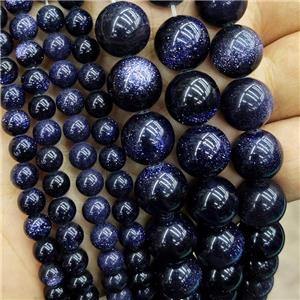 Blue SandStone Beads Smooth Round, approx 14mm dia