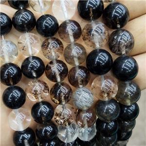 Synthetic Quartz Beads Black Smooth Round, approx 12mm dia